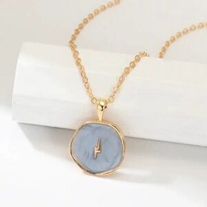Gray Resin Lightning Bolt Necklace